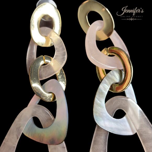 3/$25 a new day Genuine Shell Gold Oval Dangle Earrings - Picture 6 of 10